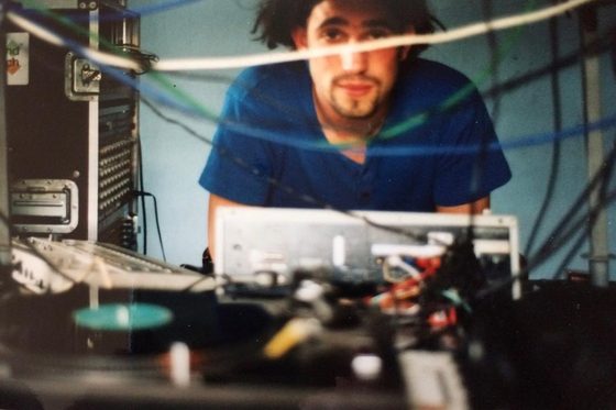 Florian Senfter at the desk where Kernkraft 400 was recorded, Munich 1999