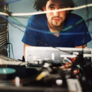 Florian Senfter in the first Zombie Nation studio in 1999, analog film photo with light leak and studio